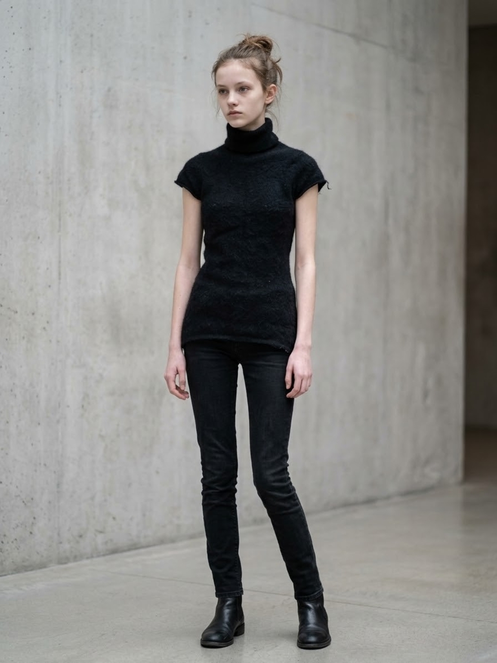 Black Cashmere Turtleneck Sweater. Petite/Small Size 4